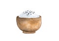 Japan rice and black sesame seeds in a wooden bowl