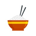 Japan rice bowl icon, flat style Royalty Free Stock Photo