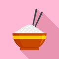 Japan rice bowl icon, flat style Royalty Free Stock Photo