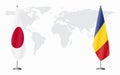 Japan and Romania flags for official meeting