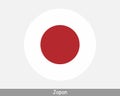 Japan Round Circle Flag. Japanese Circular Button Banner Icon. EPS Vector