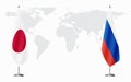 Japan and Russia flags for official meeting