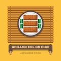 Japan's national dishes,Grilled Eel on Rice - Vector flat design