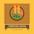 Japan's national dishes,Tempura Udon - Vector flat design