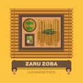 Japan's national dishes,Zaru Zoba - Vector flat design