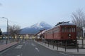 Japan's old train and volcano Fuji views.