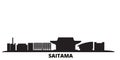 Japan, Saitama city skyline isolated vector illustration. Japan, Saitama travel black cityscape