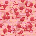 Japan Sakura red line horizontal style seamless pattern Royalty Free Stock Photo