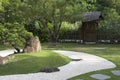 Japanese zen garden with sand backyard Royalty Free Stock Photo