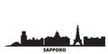 Japan, Sapporo city skyline isolated vector illustration. Japan, Sapporo travel black cityscape Royalty Free Stock Photo