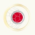 Japan scoring goal, abstract football symbol with illustration of Japan ball in soccer net