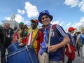 Japan and Senegal fans soccer take a pictures together