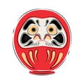 Japan shinto ceremony daruma doll vector illustration simplified color icon. Ritual talisman. Buddha shrine. Chinese