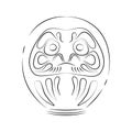 Japan shinto ceremony daruma doll vector illustration simplified travel icon. Ritual talisman. Buddha shrine. Chinese