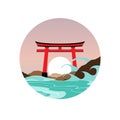 Japan Shrine and Gate Landmark Vector