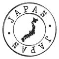 Japan Silhouette Map. Postal Passport Stamp Round Vector Icon Seal Badge Illustration.