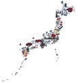 Japan silhouette from symbolic miniatures