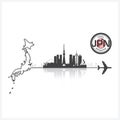 Japan Skyline Buildings Silhouette Background