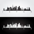 Japan skyline and landmarks silhouette Royalty Free Stock Photo