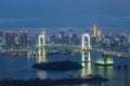 Japan skyline with Rainbow Bridge and Tokyo Tower, Odaiba, japan Royalty Free Stock Photo