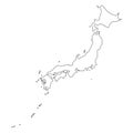 Japan - solid black outline border map of country area. Simple flat vector illustration Royalty Free Stock Photo