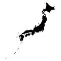 Japan - solid black silhouette map of country area. Simple flat vector illustration Royalty Free Stock Photo