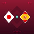 Japan, spain world football 2022 match versus on red background. vector illustration