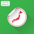 Japan sticker map icon. Business concept Japan label pictogram.