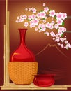 Japan stillife with flowers Royalty Free Stock Photo