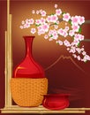 Japan stillife with flowers Royalty Free Stock Photo