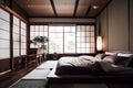 Japan style bedroom interior in modern house Royalty Free Stock Photo