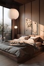 Japan style bedroom interior in modern house Royalty Free Stock Photo