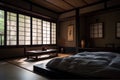 Japan style bedroom interior in modern house Royalty Free Stock Photo