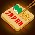 Japan Sushi Assortment Shows Japanese Cuisine 3d Illustration