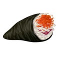 Japan sushi roll icon, cartoon style