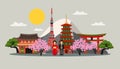 Japan Symbols Composition Flat Poster