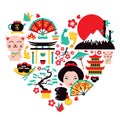 Japan symbols heart