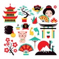 Japan symbols set