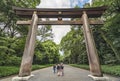 Japan tallest wooden Ootorii sacred gate in the Shinto shrine of Meiji-Jingu.