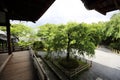 Japan temple wood walk way with Japanese garden , Kyoto Temple Japan Royalty Free Stock Photo