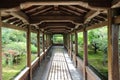 Japan temple wood walk way with Japanese garden , Kyoto Temple Japan Royalty Free Stock Photo