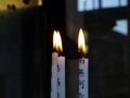 Japan Thin Candles Burns In Temple