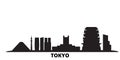 Japan, Tokyo City city skyline isolated vector illustration. Japan, Tokyo City travel black cityscape Royalty Free Stock Photo