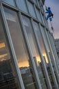 Japan - Tokyo - Koto department neighborhood - windows cleaner near the rainbow bridge Royalty Free Stock Photo