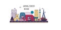 Japan, Tokyo tourism landmarks, vector city travel illustration