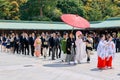 Japan. Tokyo. Traditional wedding ceremony at Meiji Jingu Shinto shrine Royalty Free Stock Photo