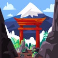 Japan torii red gate and mount fuji beautiful landscape destination vacation landmark culture of Japanese