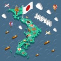 Japan Touristic Isometric Map Royalty Free Stock Photo