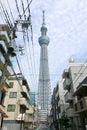 Japan tower, residential building and road with sky