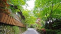 Japan traditional building, zen garden, village footpath, green plants Royalty Free Stock Photo